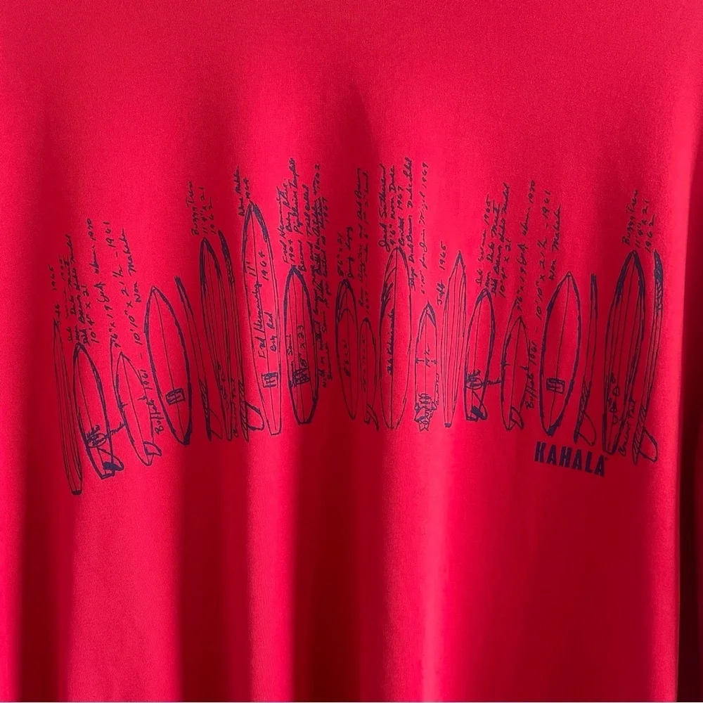 Kahala Hawaii Sport Men's Long Sleeve Tee Surfboard Print Red Size XL - Picture 2 of 7
